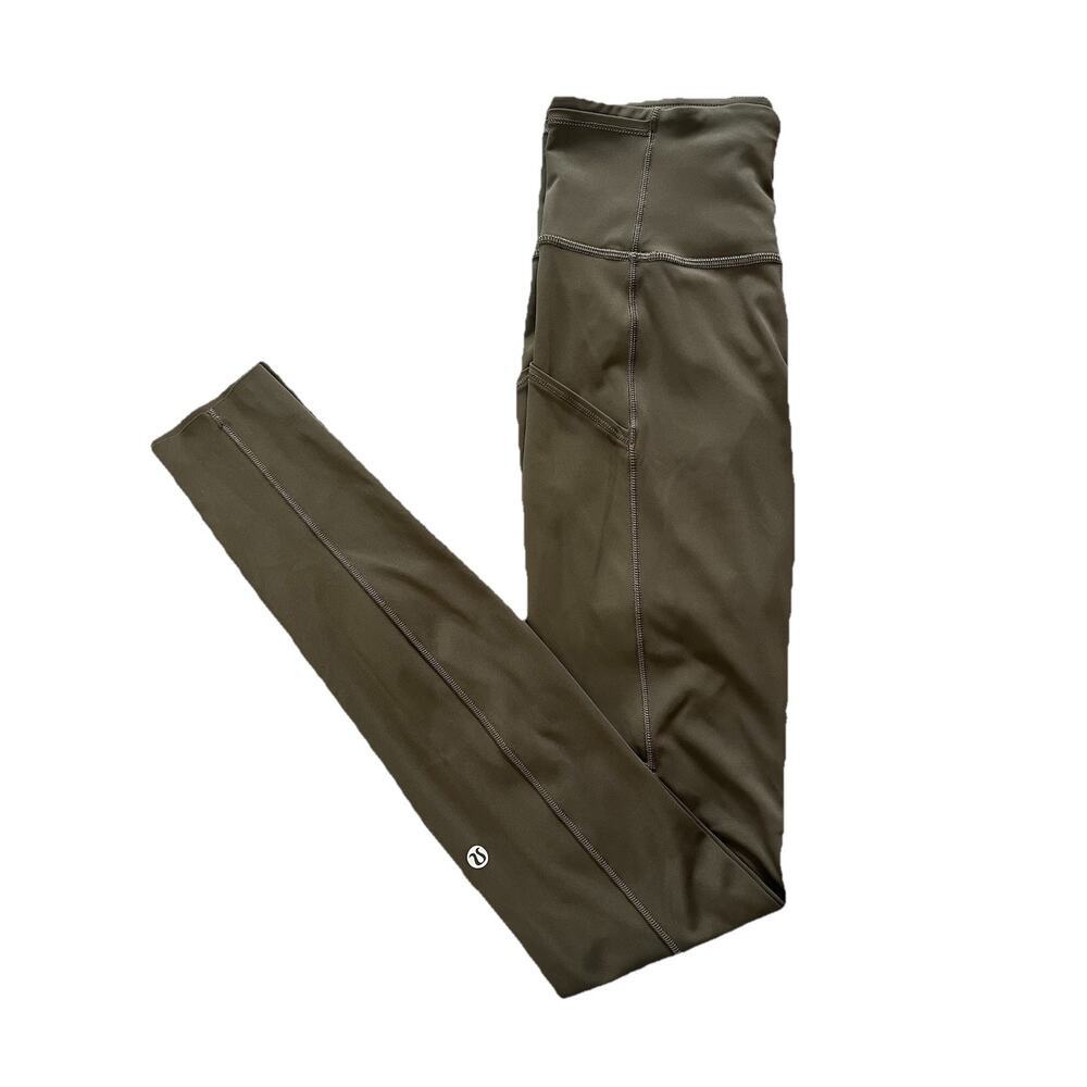 Lululemon Fast and Free Tight II 31” Dark Olive Green Luxtreme High Rise Size 4